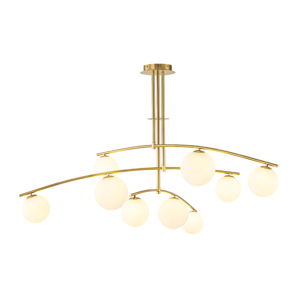 Stylish Modern 9-Light Branch Glass Globe Semi Flush Mount