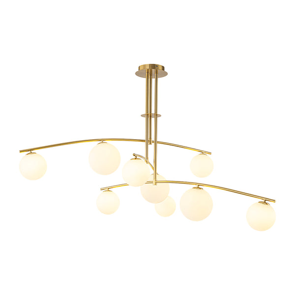 Stylish Modern 9-Light Branch Glass Globe Semi Flush Mount