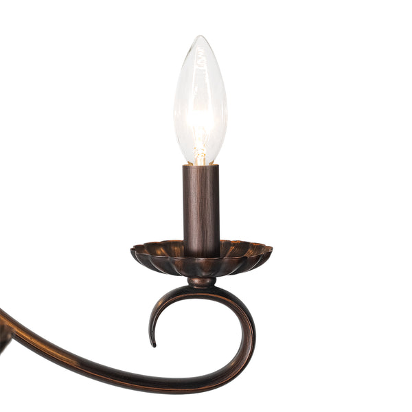 French Country 6-Light Rubbed Bronze Candle-style Semi-flush Chandelier