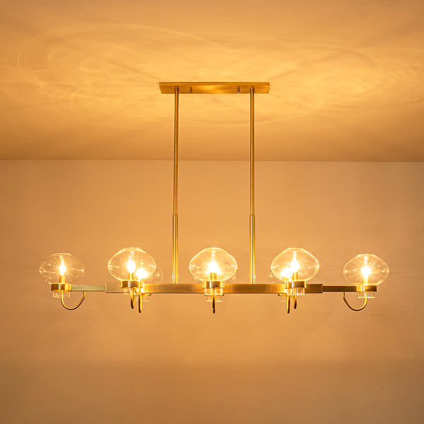 Unique 8-Light Clear Jellyfish Glass Linear Chandelier