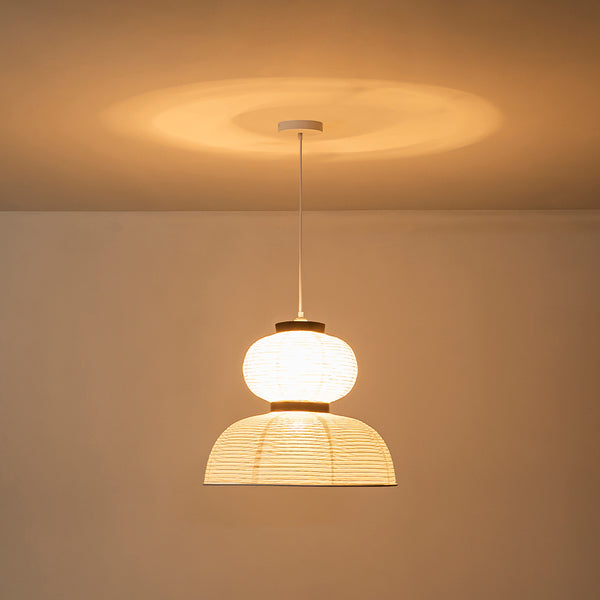 White 1-Light Cotton Paper Shade Lantern Pendant