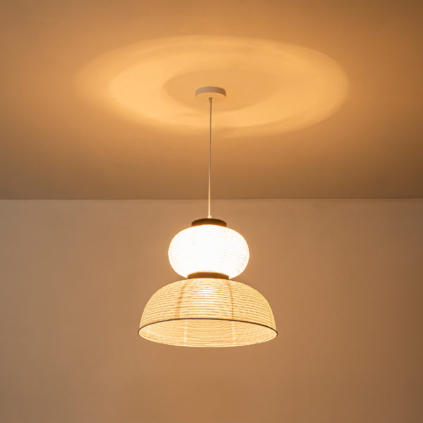 White 1-Light Cotton Paper Shade Lantern Pendant