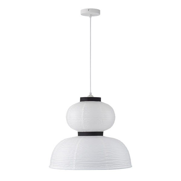 White 1-Light Cotton Paper Shade Lantern Pendant