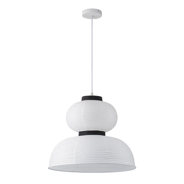 White 1-Light Cotton Paper Shade Lantern Pendant