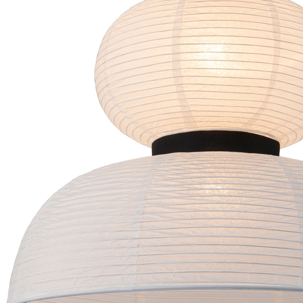 White 1-Light Cotton Paper Shade Lantern Pendant