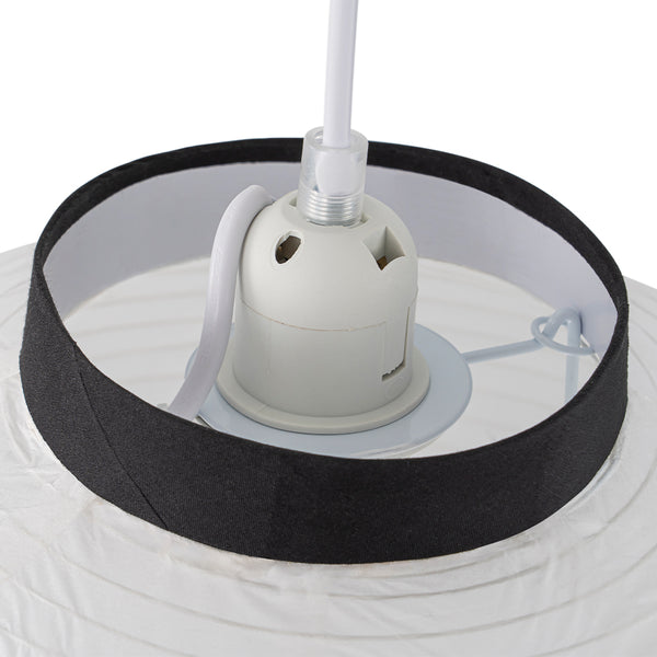 White 1-Light Cotton Paper Shade Lantern Pendant