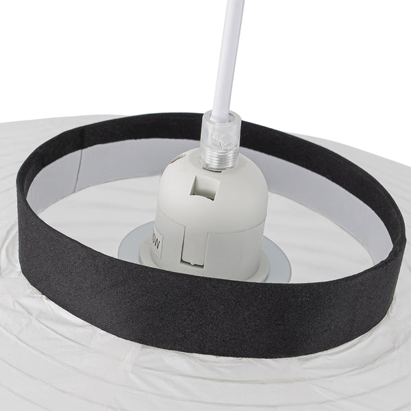 White 1-Light Cotton Paper Shade Lantern Pendant