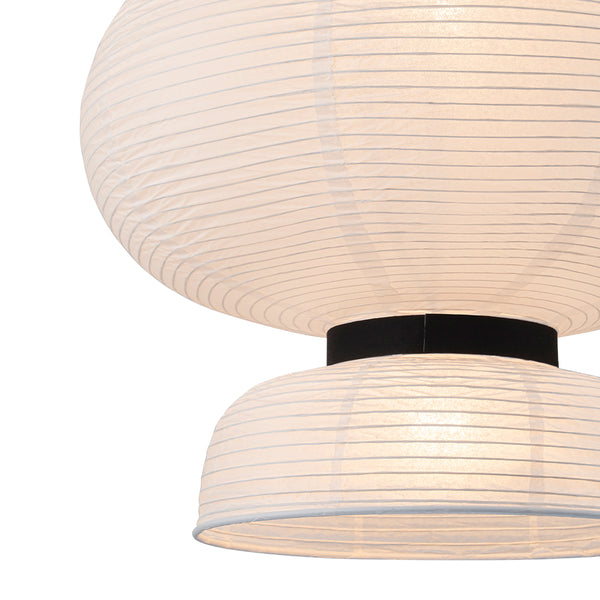 White 1-Light Cotton Paper Shade Lantern Pendant