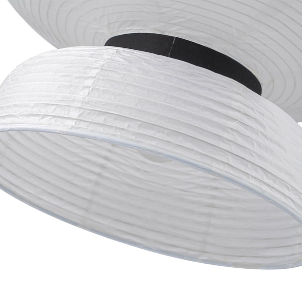 White 1-Light Cotton Paper Shade Lantern Pendant