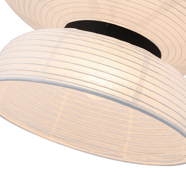 White 1-Light Cotton Paper Shade Lantern Pendant