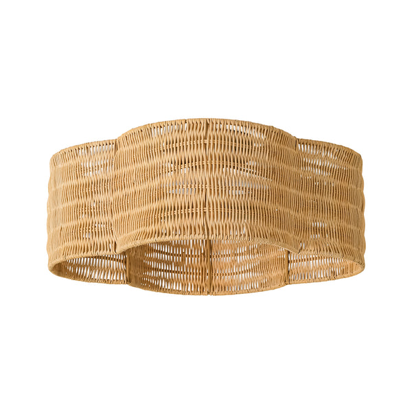 4-Lobed Scalloped Drum Rattan Semi-flush Mount