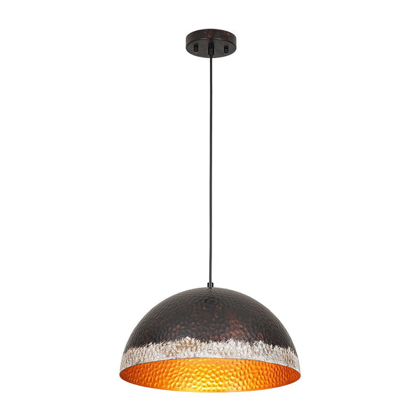 Chandelierias-1-Light Distressed Hammered Domed Pendant-Pendants-15.7 in-