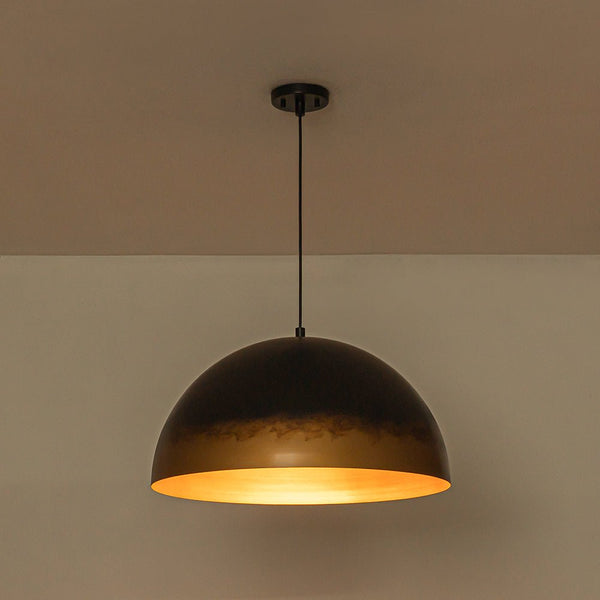 Chandelierias-1-Light Distressed Ombré Oversized Domed Pendant-Pendants-Ombré Black-to-gold-