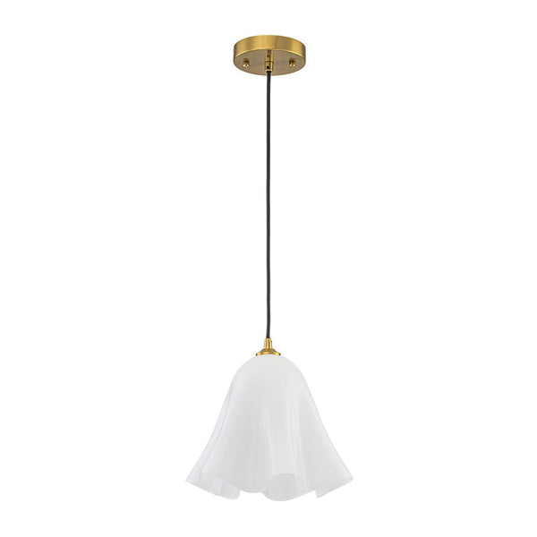 Chandelierias-1-Light Lustrous Tulip Glass Island Pendant-Pendants-Brass-