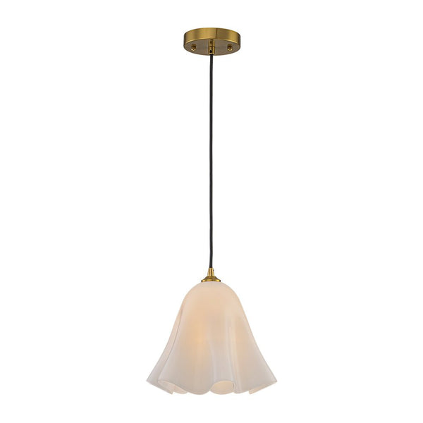 Chandelierias-1-Light Lustrous Tulip Glass Island Pendant-Pendants-Brass-
