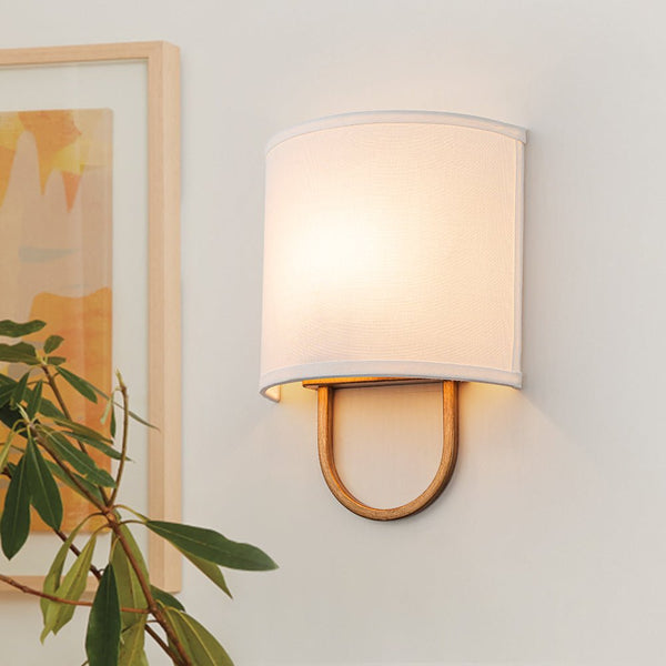 Chandelierias - 1 - Light Minimalist Arch - bridge Shaped Linen Wall Sconce - Wall Light - Brass -