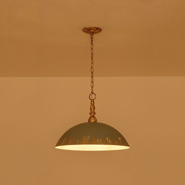 Chandelierias-1-Light Mint Green Chipped Paint Dome Pendant-Pendants-18.5 in-