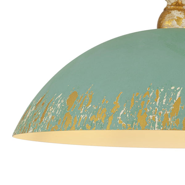 Chandelierias-1-Light Mint Green Chipped Paint Dome Pendant-Pendants-18.5 in-
