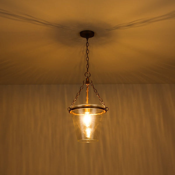 Chandelierias - 1 - Light Modern Clear Leaves Pattern Glass Single Pendant - Pendant - Brass -
