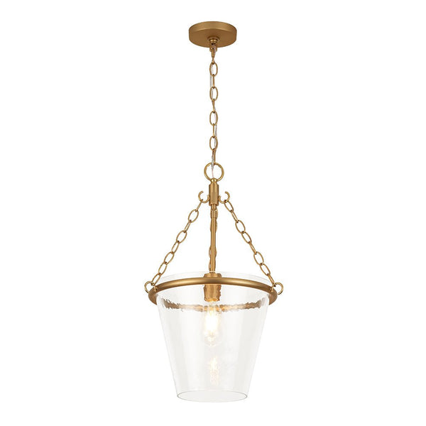 Chandelierias - 1 - Light Modern Clear Leaves Pattern Glass Single Pendant - Pendant - Brass -