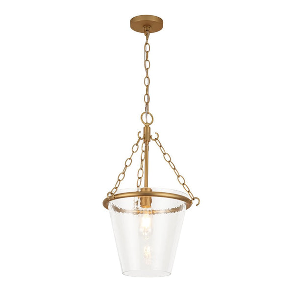 Chandelierias - 1 - Light Modern Clear Leaves Pattern Glass Single Pendant - Pendant - Brass -
