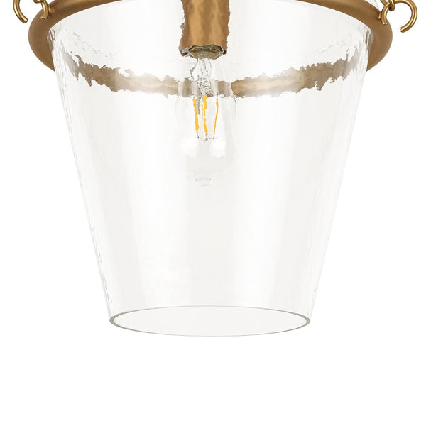 Chandelierias - 1 - Light Modern Clear Leaves Pattern Glass Single Pendant - Pendant - Brass -