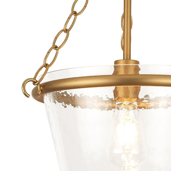 Chandelierias - 1 - Light Modern Clear Leaves Pattern Glass Single Pendant - Pendant - Brass -