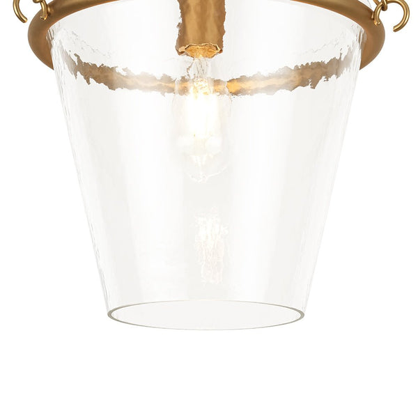 Chandelierias - 1 - Light Modern Clear Leaves Pattern Glass Single Pendant - Pendant - Brass -