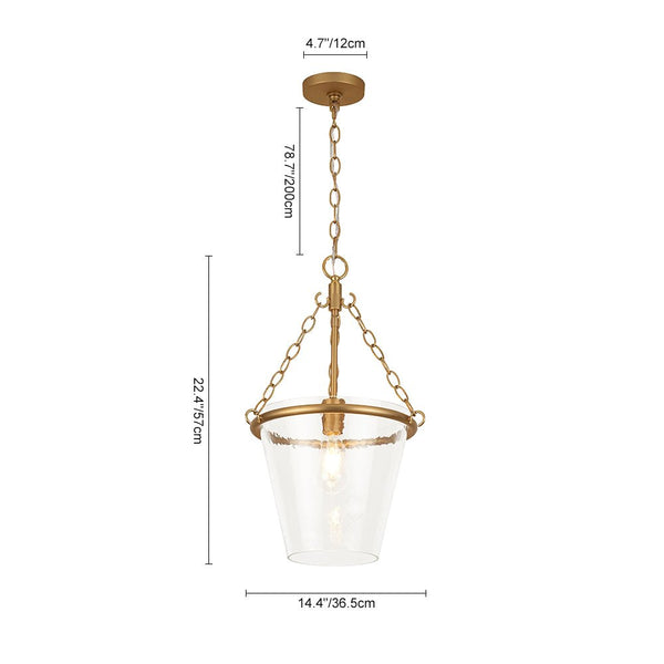 Chandelierias - 1 - Light Modern Clear Leaves Pattern Glass Single Pendant - Pendant - Brass -