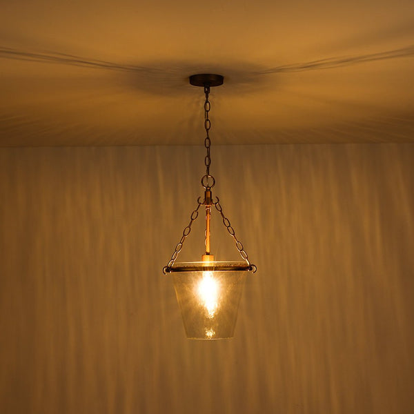 Chandelierias - 1 - Light Modern Clear Leaves Pattern Glass Single Pendant - Pendant - Brass -