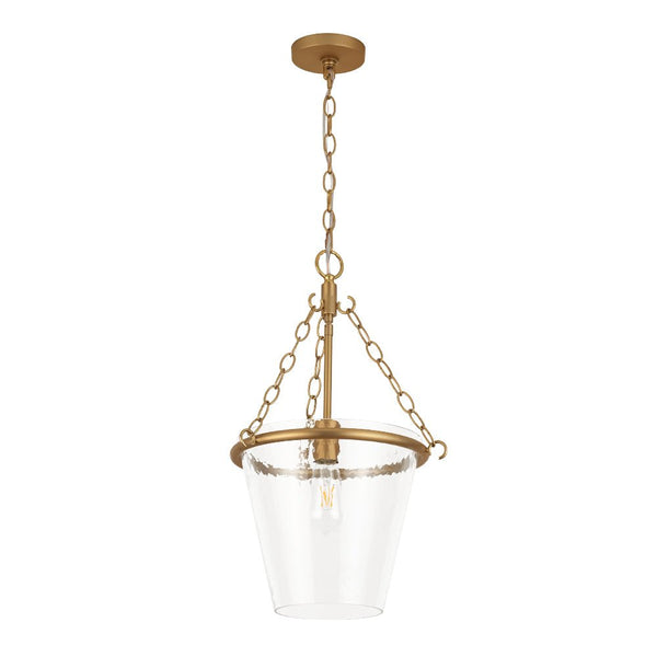 Chandelierias - 1 - Light Modern Clear Leaves Pattern Glass Single Pendant - Pendant - Brass -