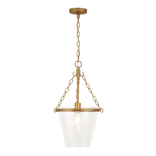 Chandelierias - 1 - Light Modern Clear Leaves Pattern Glass Single Pendant - Pendant - Brass -