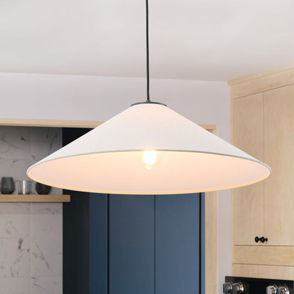 Chandelierias - 1 - Light Modern Mount - shape Linen Shade Single Pendant - Pendant - Large -