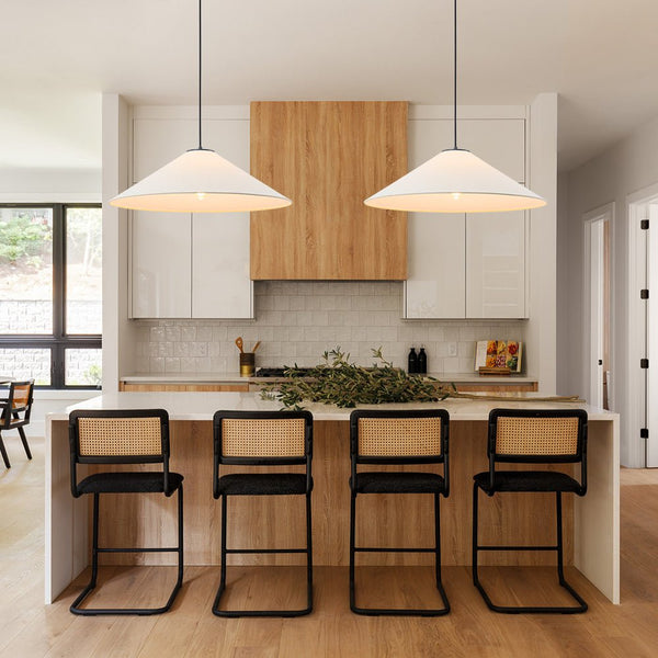 Chandelierias - 1 - Light Modern Mount - shape Linen Shade Single Pendant - Pendant - Large -