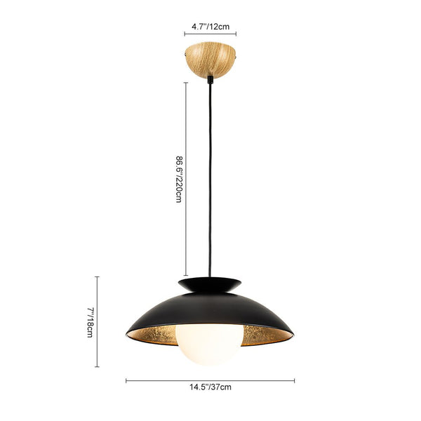Chandelierias-1-Light Nordic Gold Leaf Dome Pendant-Pendant-White-