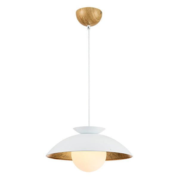 Chandelierias-1-Light Nordic Gold Leaf Dome Pendant-Pendant-White-