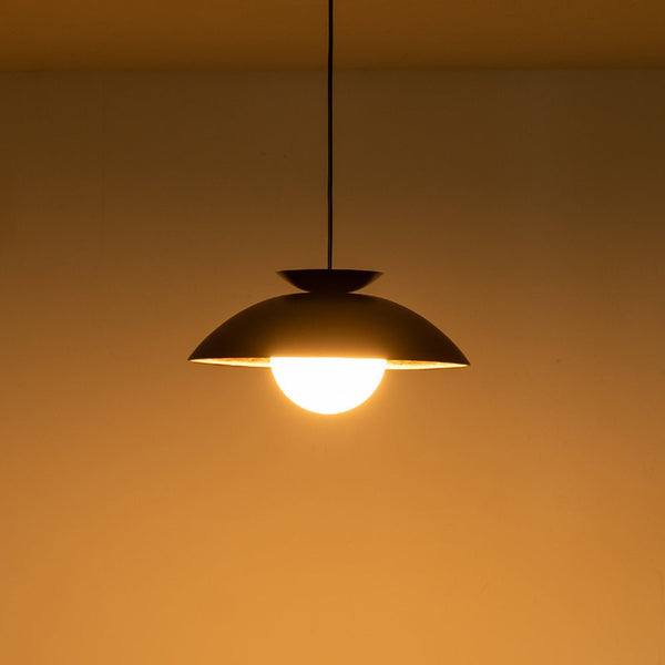 Chandelierias-1-Light Nordic Gold Leaf Dome Pendant-Pendant-White-