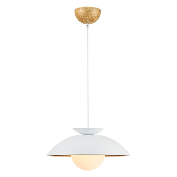 Chandelierias-1-Light Nordic Gold Leaf Dome Pendant-Pendant-White-