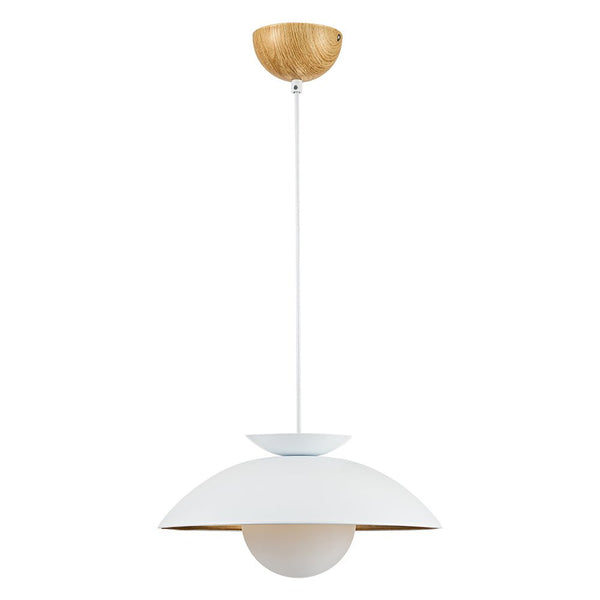 Chandelierias-1-Light Nordic Gold Leaf Dome Pendant-Pendant-White-