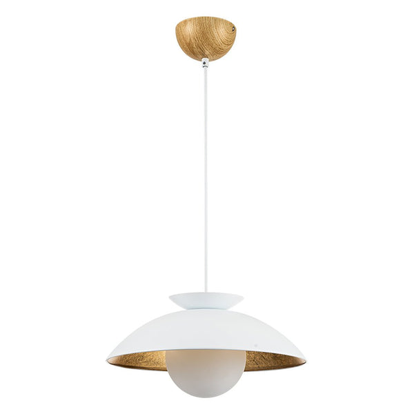 Chandelierias-1-Light Nordic Gold Leaf Dome Pendant-Pendant-White-
