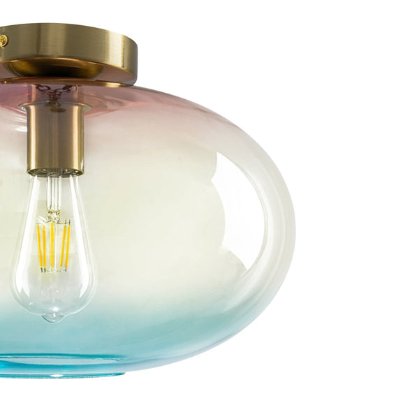 Chandelierias-1-Light Ombre Oval Glass Semi-flush Mount-Semi Flush-Ombre Sunset Ocean-