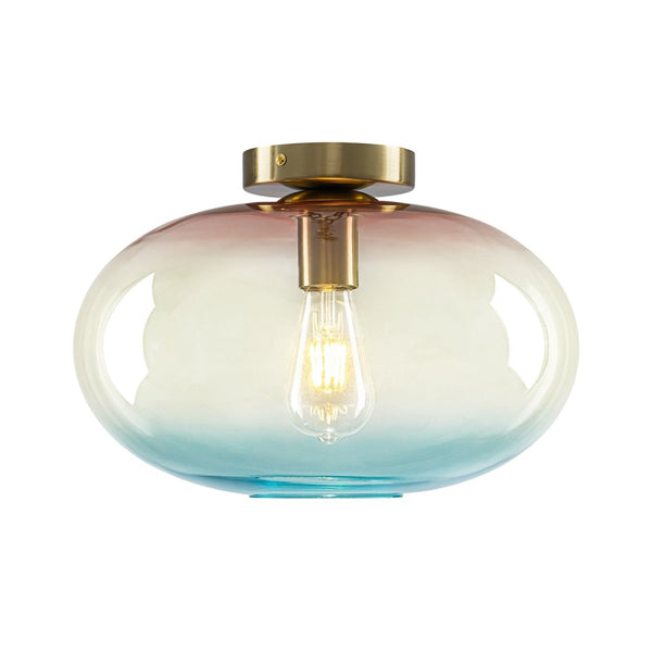 Chandelierias-1-Light Ombre Oval Glass Semi-flush Mount-Semi Flush-Ombre Sunset Ocean-