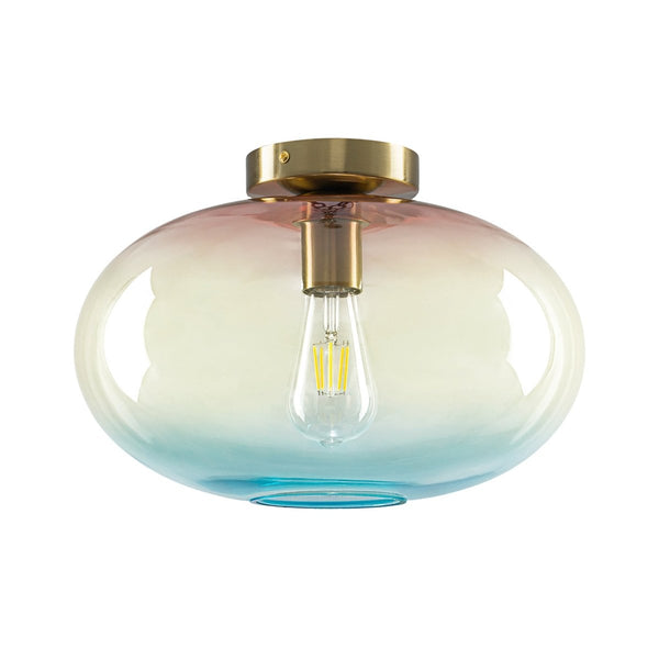 Chandelierias-1-Light Ombre Oval Glass Semi-flush Mount-Semi Flush-Ombre Sunset Ocean-