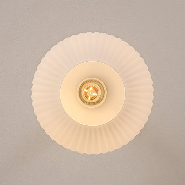 Chandelierias-1-Light Oval Opal Ribbed Glass Semi-flush Mount-Semi Flush-Brushed Brass-