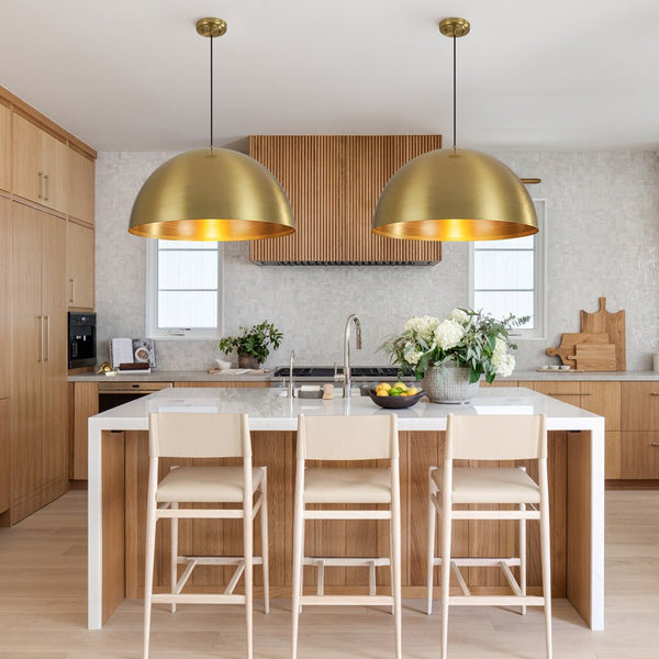 Chandelierias - 1 - Light Oversized Antiqued Brass Single Dome Pendant - Pendant - Large -