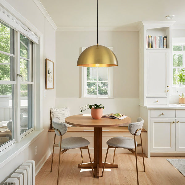 Chandelierias - 1 - Light Oversized Antiqued Brass Single Dome Pendant - Pendant - Large -
