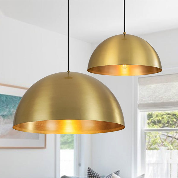Chandelierias - 1 - Light Oversized Antiqued Brass Single Dome Pendant - Pendant - Large -
