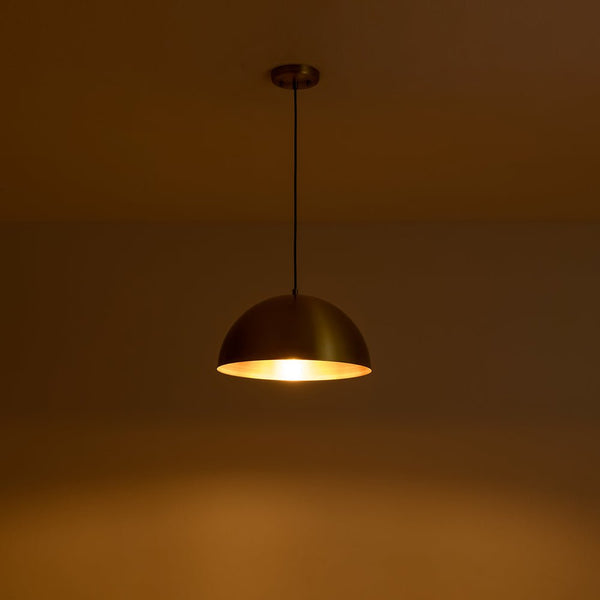 Chandelierias - 1 - Light Oversized Antiqued Brass Single Dome Pendant - Pendant - Medium -