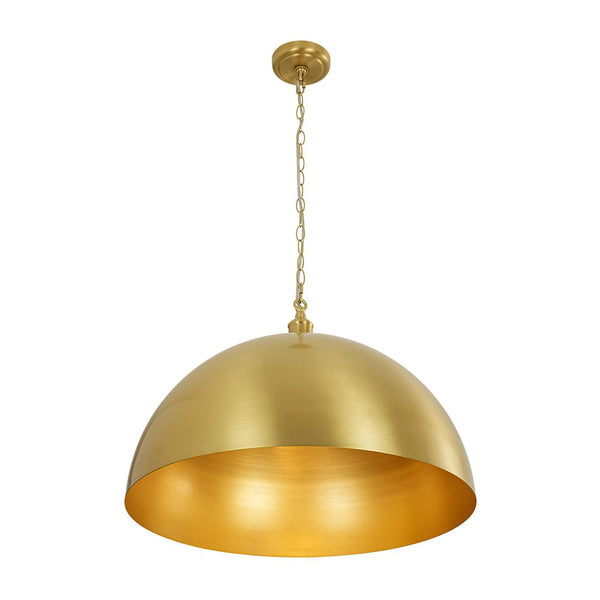 Chandelierias - 1 - Light Oversized Dimmable Metal Dome Pendant - Pendant - Brushed Brass - 15.7in