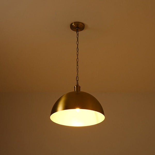 Chandelierias - 1 - Light Oversized Dimmable Metal Dome Pendant - Pendant - Brushed Brass - 15.7in